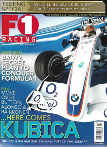 F1 RACING 2007 FEB - KUBICA,BMW/F1,RENAULT TEAM, MASSA, JORDAN 191,GASCOYNE